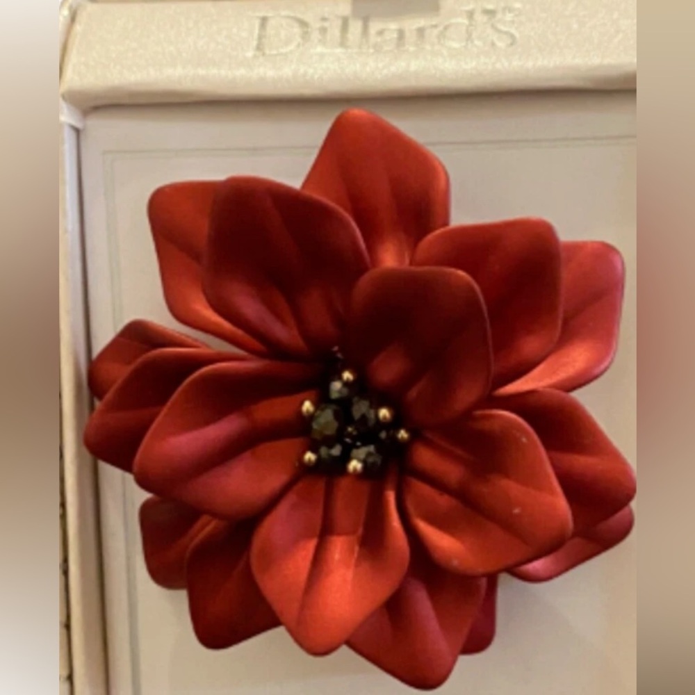 Dillard's Scarlett Flower Brooch Pin Red Ladies